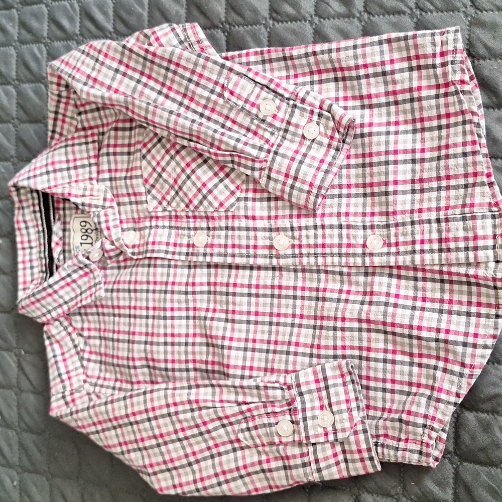 Place Est. 1989, Long Sleeve Button Down Shirt, 9-12 months
